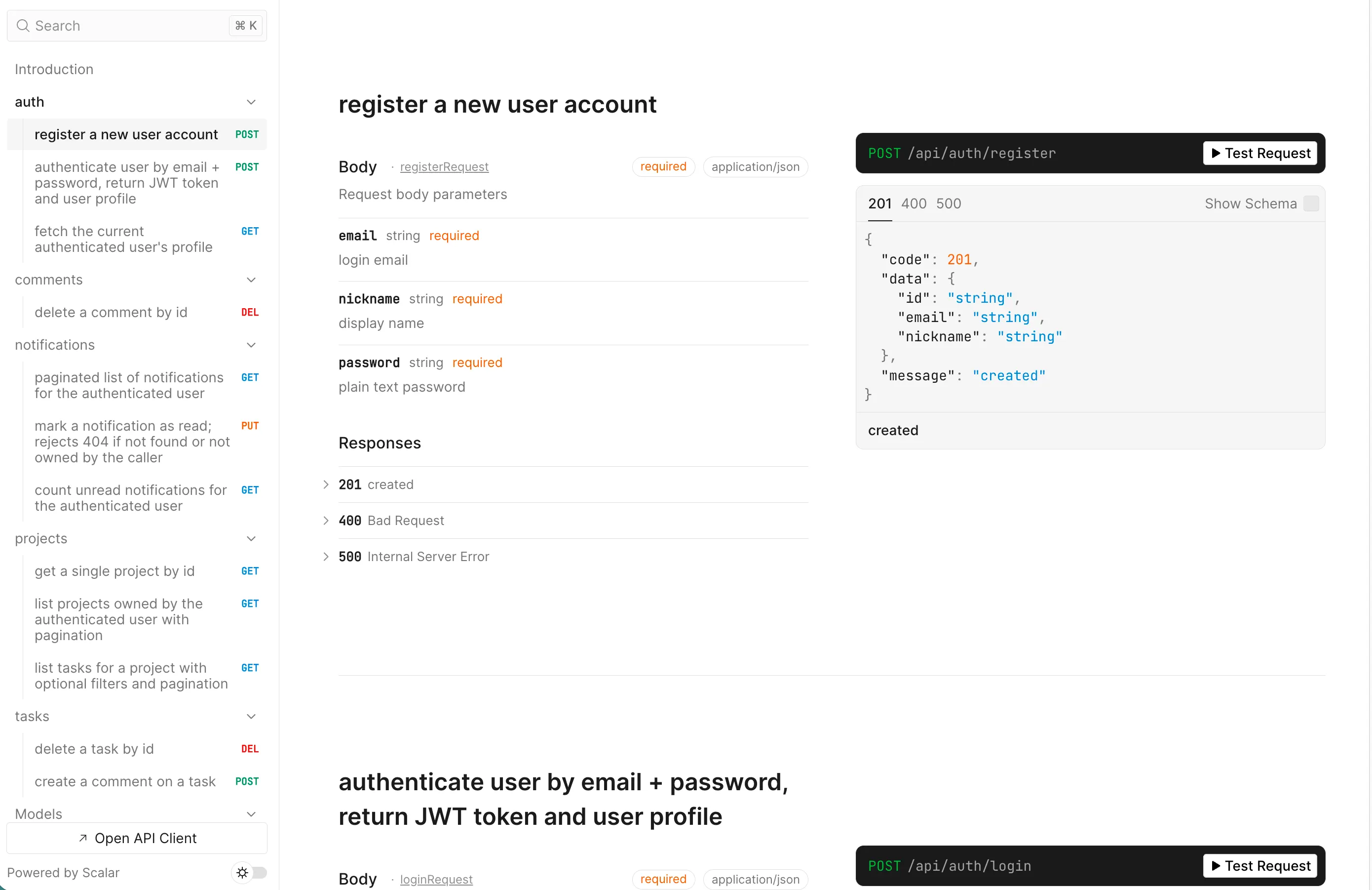 Nerdics online API documentation and API testing page