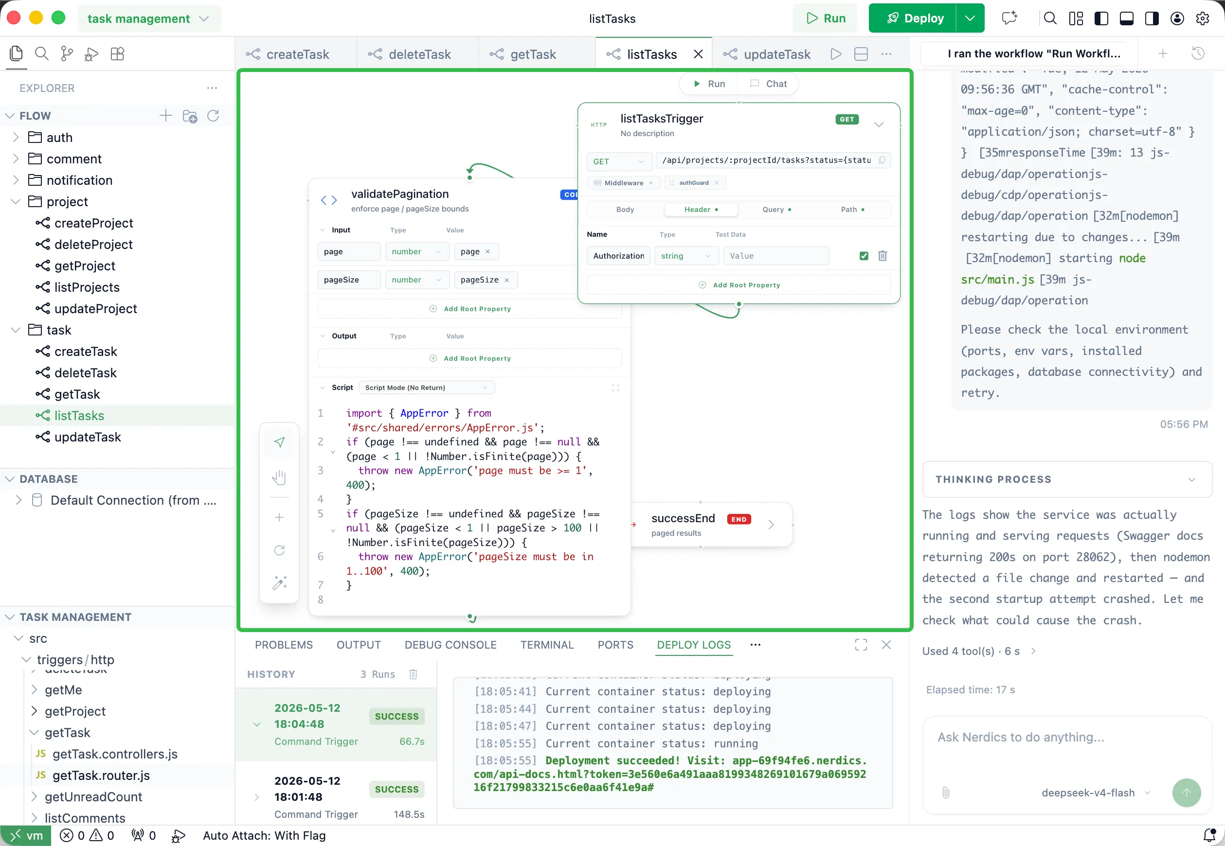 Nerdics expanded visual flow with node details